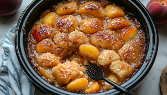 Delicious Crock Pot Peach Cobbler